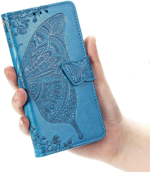 Pattintható tok Oppo Reno 14F, pénztárca, Butterfly, kék