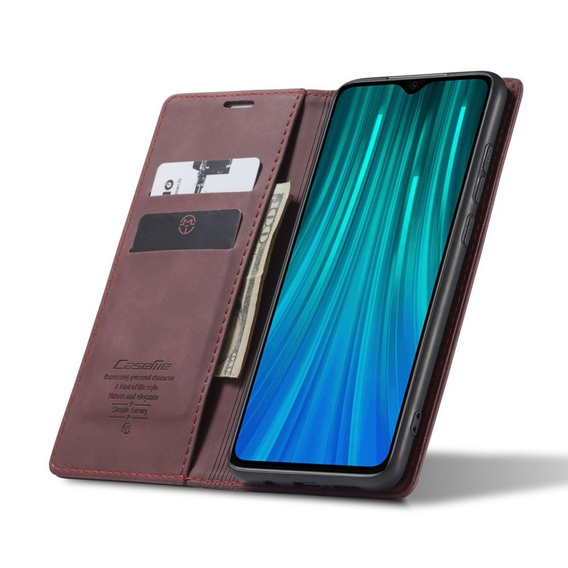 CASEME tok Xiaomi Redmi Note 8 Pro, Leather Wallet Case, piros