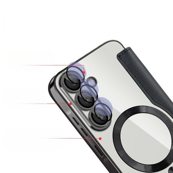 Pattintható tok a Samsung Galaxy A56, RFID Wallet MagSafe CamShield, fekete