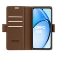 Tok Oppo A60, ERBORD Glossy Litchi, pénztárca patenttal, barna