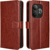 Pattintható tok a Realme GT 6 / 6T, Crazy Horse Wallet, barna