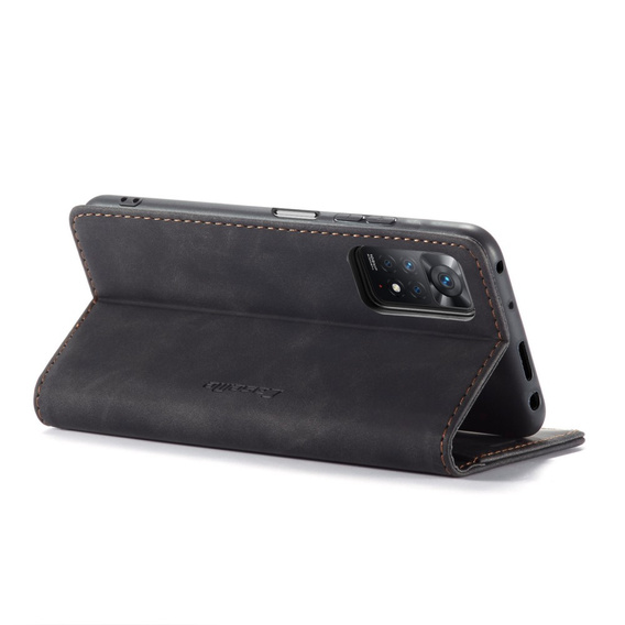 CASEME tok Xiaomi Redmi Note 11 Pro 4G/5G, Leather Wallet Case, fekete