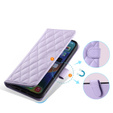 Flap tok iPhone 16, Rhombus Crossbody Leather, lila