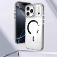Tok iPhone 17 Pro Max készülékhez, MagSafe, állvánnyal, átlátszó, fekete betétekkel
