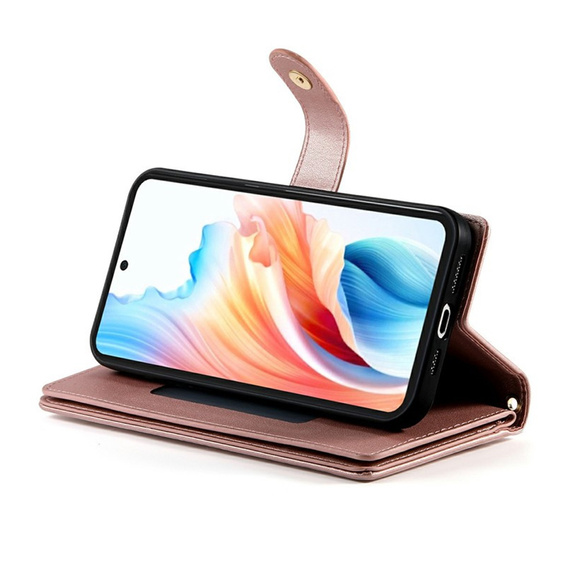 Flip tok cipzáras zsebbel Samsung Galaxy A57 5G készülékhez, rózsaszín