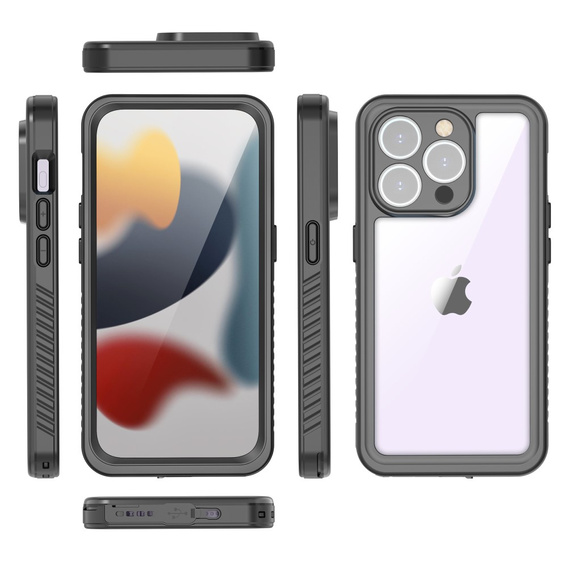 IP68 vízálló tok a iPhone 15 Pro Max, Redpepper, fekete