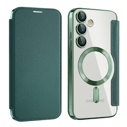 Pattintható tok a Samsung Galaxy S24 FE, RFID Wallet MagSafe CamShield, zöld