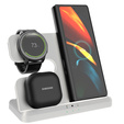 3 az 1-ben vezeték nélküli indukciós gyorstöltő QI Samsung S25 S24 S23 Galaxy Watch Buds állomás, fehér