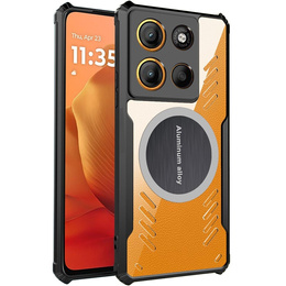 Tok Motorola Moto G15 / Motorola Moto G15 Power, mágneses lemezzel, átlátszó / fekete