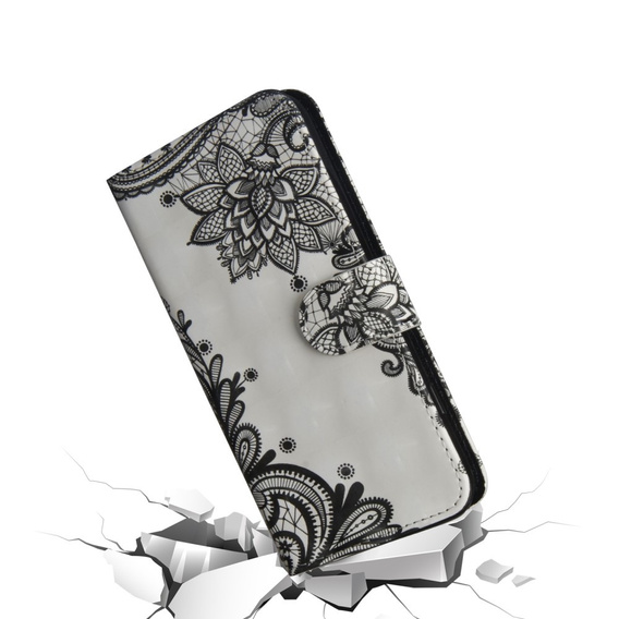 Pattintható tok a Xiaomi Redmi Note 8 Pro, Wallet flowers, fehér
