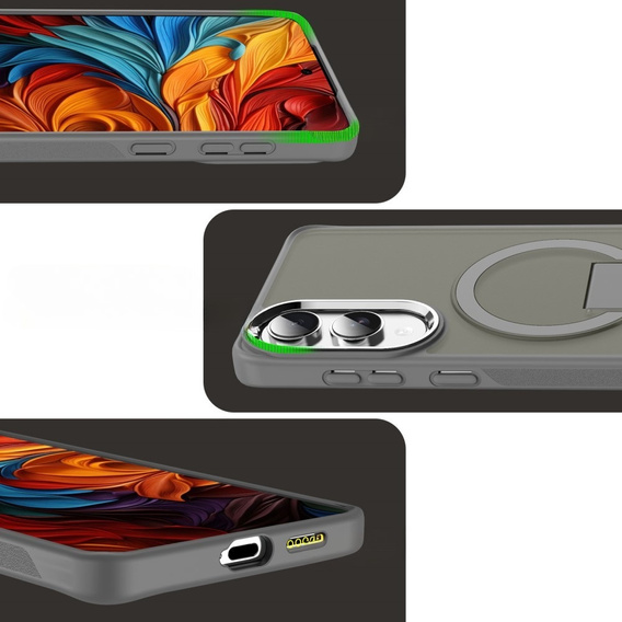 Tok Samsung Galaxy S25 Edge, Kickstand Matt Case, MagSafe, titánium szürke