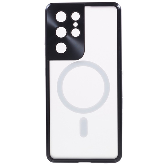 Magnetic Dual Glass MagSafe tok Samsung Galaxy S21 Ultra, fekete