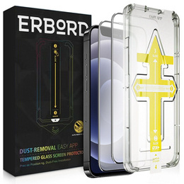 2x edzett üveg iPhone 12 Mini, ERBORD Easy App Full Screen Protector