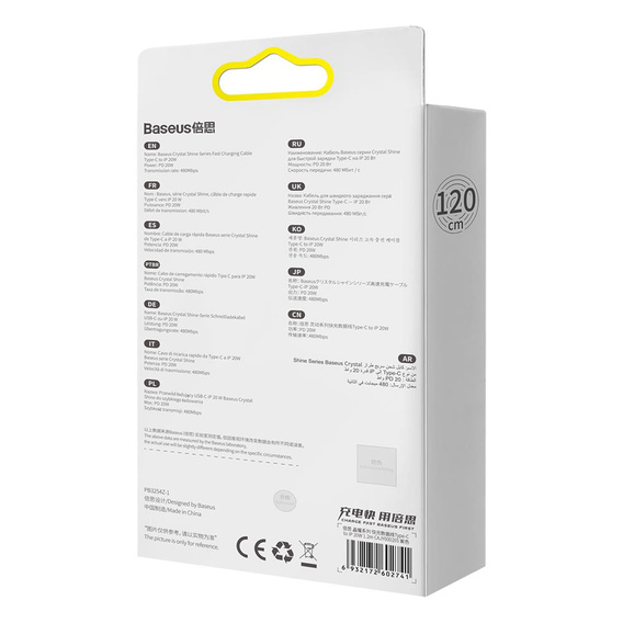 Baseus Crystal Shine USB-C – Lightning kábel, 1,2 m, 20 W, Apple eszközökhöz (Lightning)