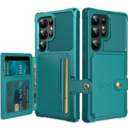 Tok Samsung Galaxy S24 Ultra, Card Holder Kickstand, zöld