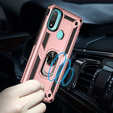 Páncélozott telefontok a Motorola Moto E20/E30/E40, Nox Case Ring, rózsaszín rose gold