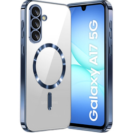 Tok Samsung Galaxy A17 5G, Electro MagSafe, átlátszó, sötétkék oldalakkal