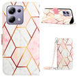 Pattintható tok a Xiaomi Redmi Note 13 Pro 4G / Xiaomi Redmi Note 14S / Xiaomi Poco M6 Pro 4G, Wallet, Marble rózsaszín