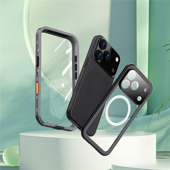 Tok iPhone 17 Pro készülékhez, vízálló IP68, SHELLBOX MagSafe, fekete