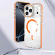 Tok iPhone 17 Pro Max készülékhez, MagSafe, állvánnyal, átlátszó, narancssárga betétekkel