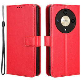 Pattintható tok a Honor Magic 6 Lite 5G, Crazy Horse Wallet, piros