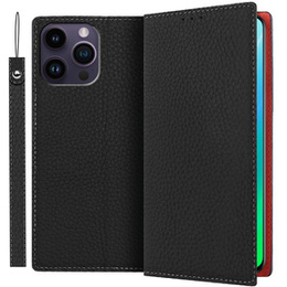 Pattintható tok a iPhone 14 Pro, Litchi Skin Grain, fekete