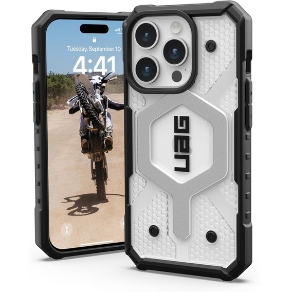 Urban Armor Gear Telefontok a iPhone 15 Pro, Pathfinder MagSafe, átlátszó / fekete