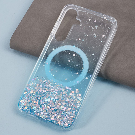 Tok Samsung Galaxy S24, Glittery, MagSafe-hoz, kék