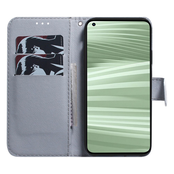 Pattintható tok a Realme C55, Wallet, Cherry blossom, kék