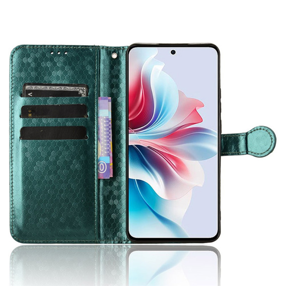 Flap tok Oppo Reno 11F 5G, Wallet Rhombus, zöld