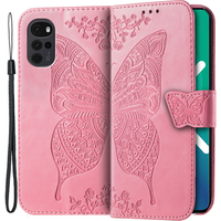 Pattintható tok a Motorola Moto G22, Butterfly, rózsaszín