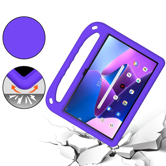Gyermek tok Lenovo Tab M10 10.1 Gen 3, gyermek tok fogantyúval, lila