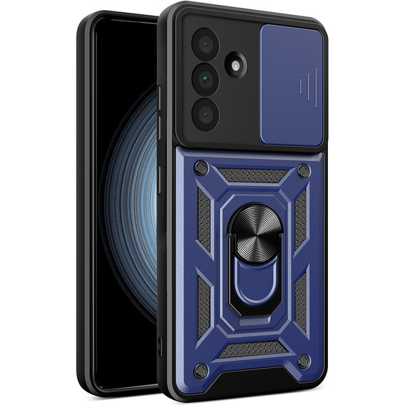 Páncélozott tok Samsung Galaxy A56, CamShield Slide, kék + edzett üveg 9H