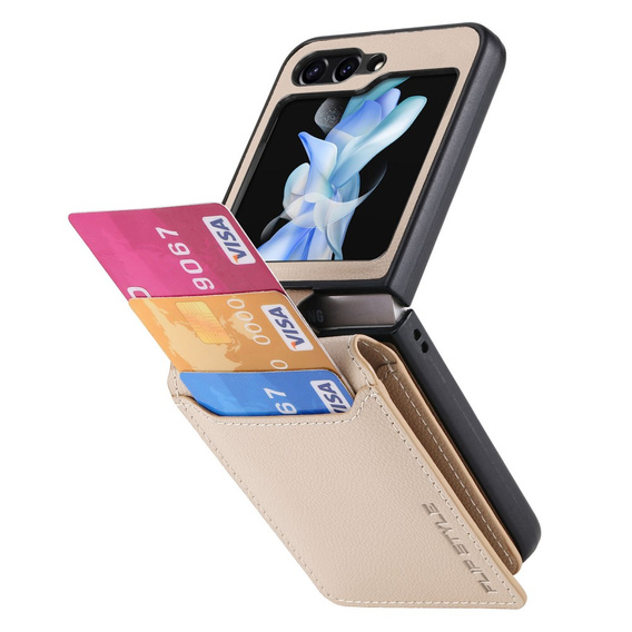 Tok Samsung Galaxy Z Flip7 FE / Z Flip6, Card Slot Ring Case, bézs színű