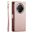 Pattintható tok a Honor Magic 7 Lite, Wallet Zipper Pocket, rózsaszín
