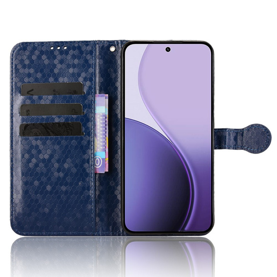 Pántos tok Oppo Reno 14, pénztárca Rhombus, kék