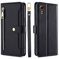 Pattintható tok a Samsung Galaxy Xcover 7, Wallet Zipper Pocket, fekete