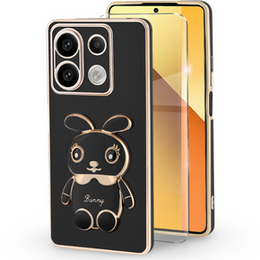 Tok Xiaomi Redmi Note 13 5G, Rabbit, fekete + Edzett üveg 9H