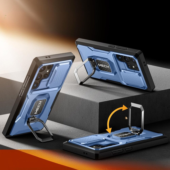 Páncélozott tok Samsung Galaxy S24 Ultra, TONGATE MECH sorozat gyűrűvel, zöld