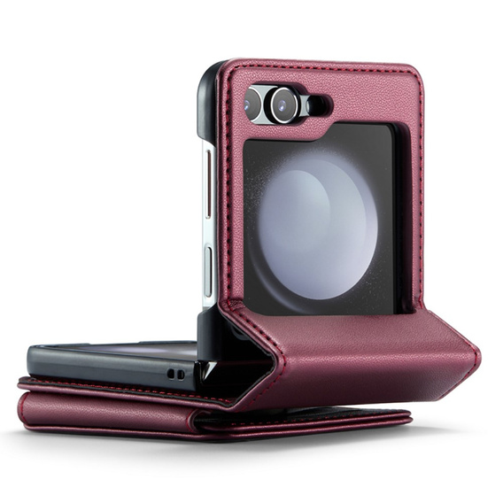 CASEME flip tok Samsung Galaxy Z Flip5 5G, Litchi Wallet, piros