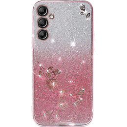 Tok Samsung Galaxy S24, Glitter Flower, rózsaszín rose gold