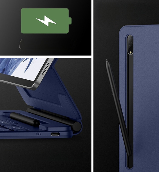 Billentyűzet tok Samsung Galaxy Tab S10+/ S9+/ S8+/ S7+/ S7 FE, Dexnor Magnetic Keyboard Touchpad, kék
