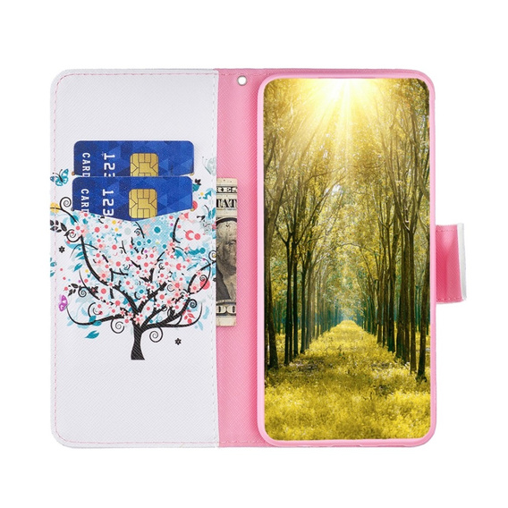 Pattintható tok a Samsung Galaxy M34, Wallet, colorful tree, fehér