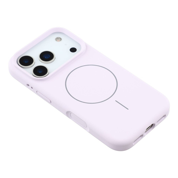 Szilikon tok iPhone 17 Pro Max készülékhez, MagSafe, ütésgátló, lila
