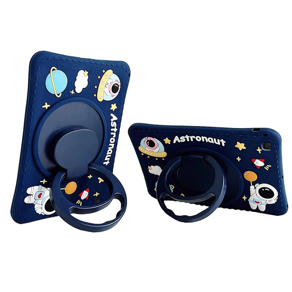 Gyermek szilikon tok Samsung Galaxy Tab A8 10.5 20212 X200 / X205, páncélozott, pánttal, Astronaut, sötétkék