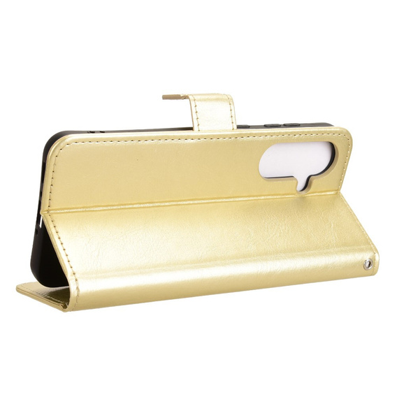 Pattintható tok a Samsung Galaxy A56, Crazy Horse Wallet, arany