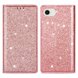 A flip tok iPhone 16E, Card Slot Glittery, rózsaszín