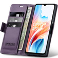 Tok Oppo A18 4G / A38 4G, ERBORD Glossy Litchi, pénztárca patenttal, lila