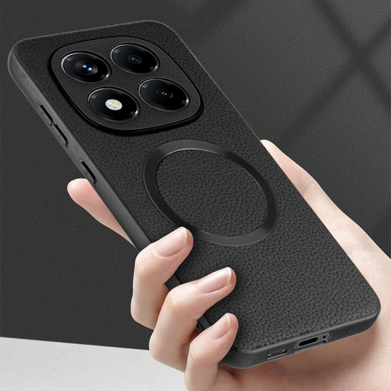 Telefontok a Xiaomi Redmi Note 14 Pro 5G, Leather Hybrid MagSafe, fekete