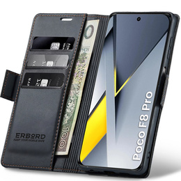 ERBORD Fényes Litchi flip tok Xiaomi Poco F8 Pro készülékhez